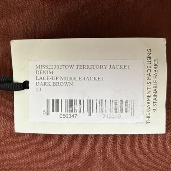 Free People Territory Denim Jacket Lace-Up Women's 10 Brown Western Milk It NEW - Picture 5 of 8
